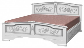 ЕЛЕНА Кровать из массива 1400 (Белый жемчуг) с 2-мя ящиками в Междуреченском - mezhdurechenskij.germes-mebel.ru | фото